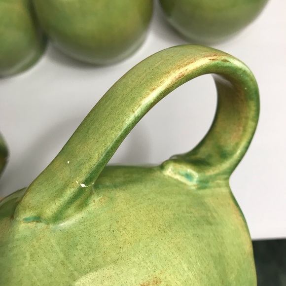 Aletha Soule Studio Green Coffee Mugs "2000" SIGNED VTG RARE POTTERY !CHIPS! - Picture 12 of 16